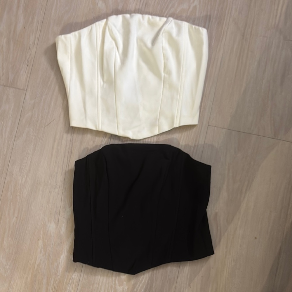 White and  Black Strapless corset  Tops set of 2 . Sz L